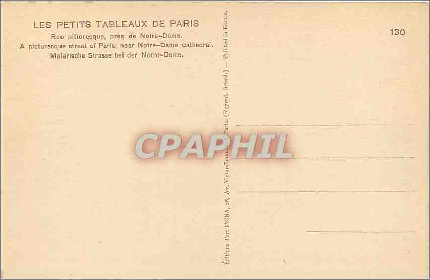 CPA Les Petits tableux de paris rue pittorresque pres de Notre Dame — Rückseite