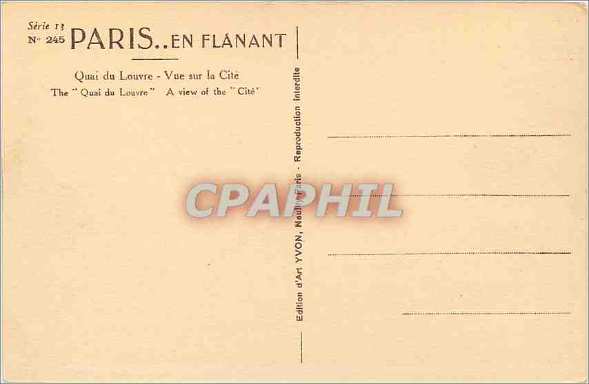 CPA Paris en flanant  quai du Louvre vue sur la Cite — Rückseite