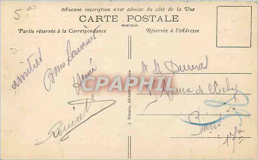 CPA nantes la place de la Duchesse Anne Et l'avenue Carnot — Verso