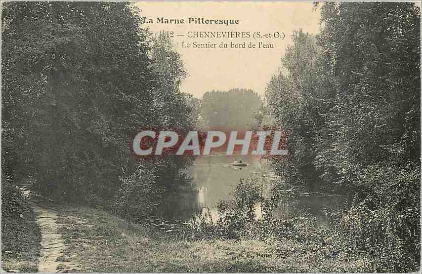 CPA La Marne Pittoresque chennevieres S et O Le sentier du bord de l'eau