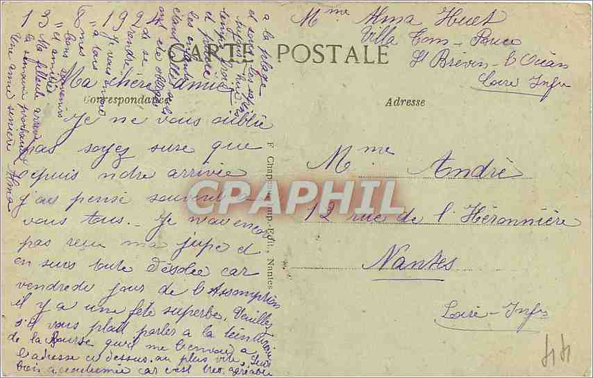 CPA Saint brevin l'ocean Loire inf Rocher a tet de Crapaud pres du Pointeau — Rückseite