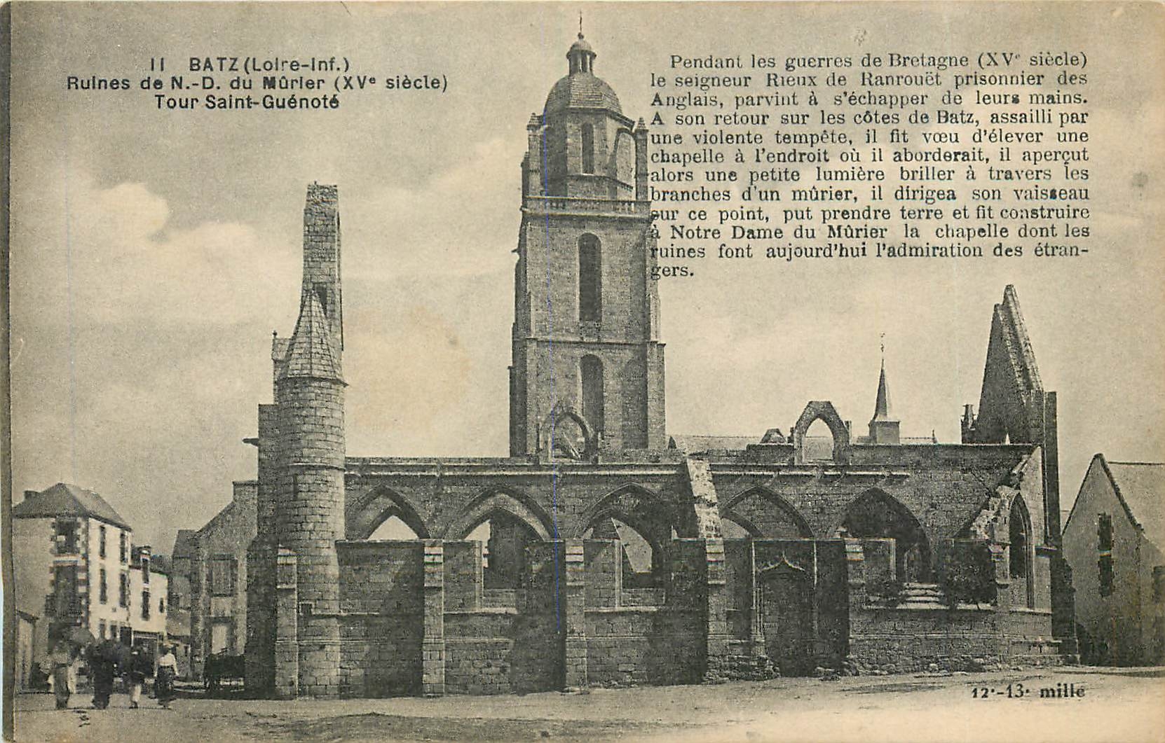 CPA Batz Loire inf Ruines de ND du Murier XV e siecle Tour Saint Guenote