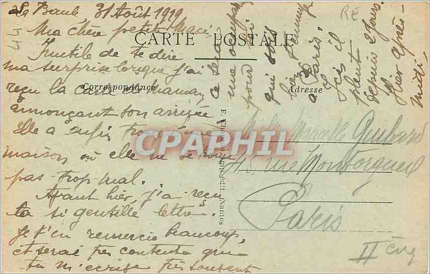 CPA Batz Loire inf Ruines de ND du Murier XV e siecle Tour Saint Guenote — Back