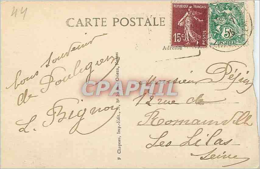 CPA Le croisic loire inf Rochers sur la Grande Cote — Back