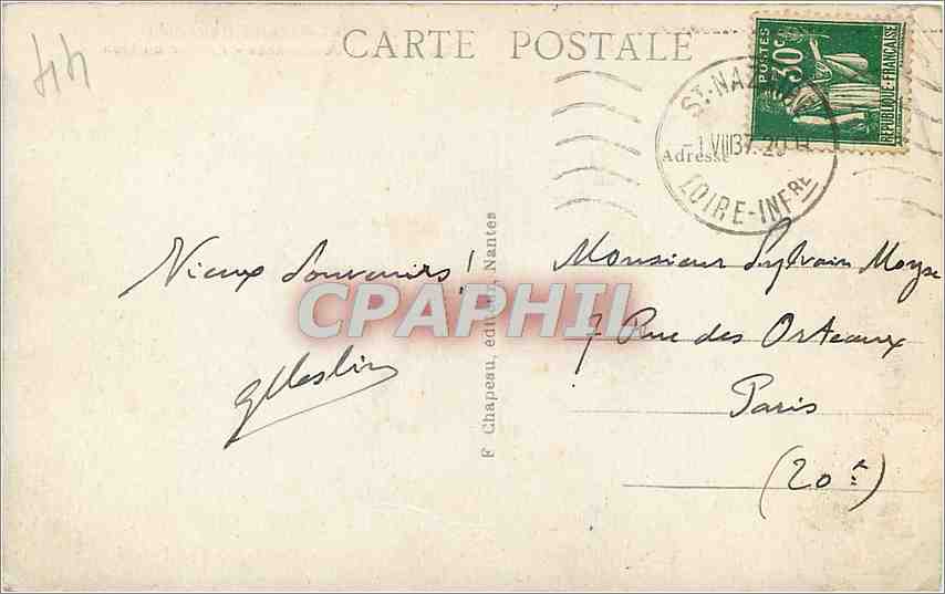 CPA Saint Nazaire sur la cote a Bonne Anse Rocher du Lion — Back