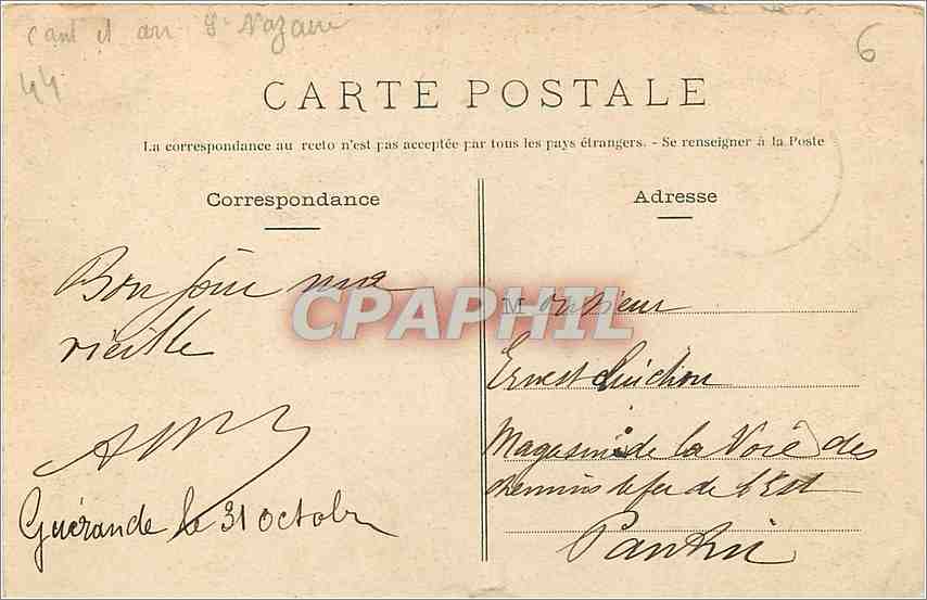 CPA Guerande la Tour de Ville — Rückseite
