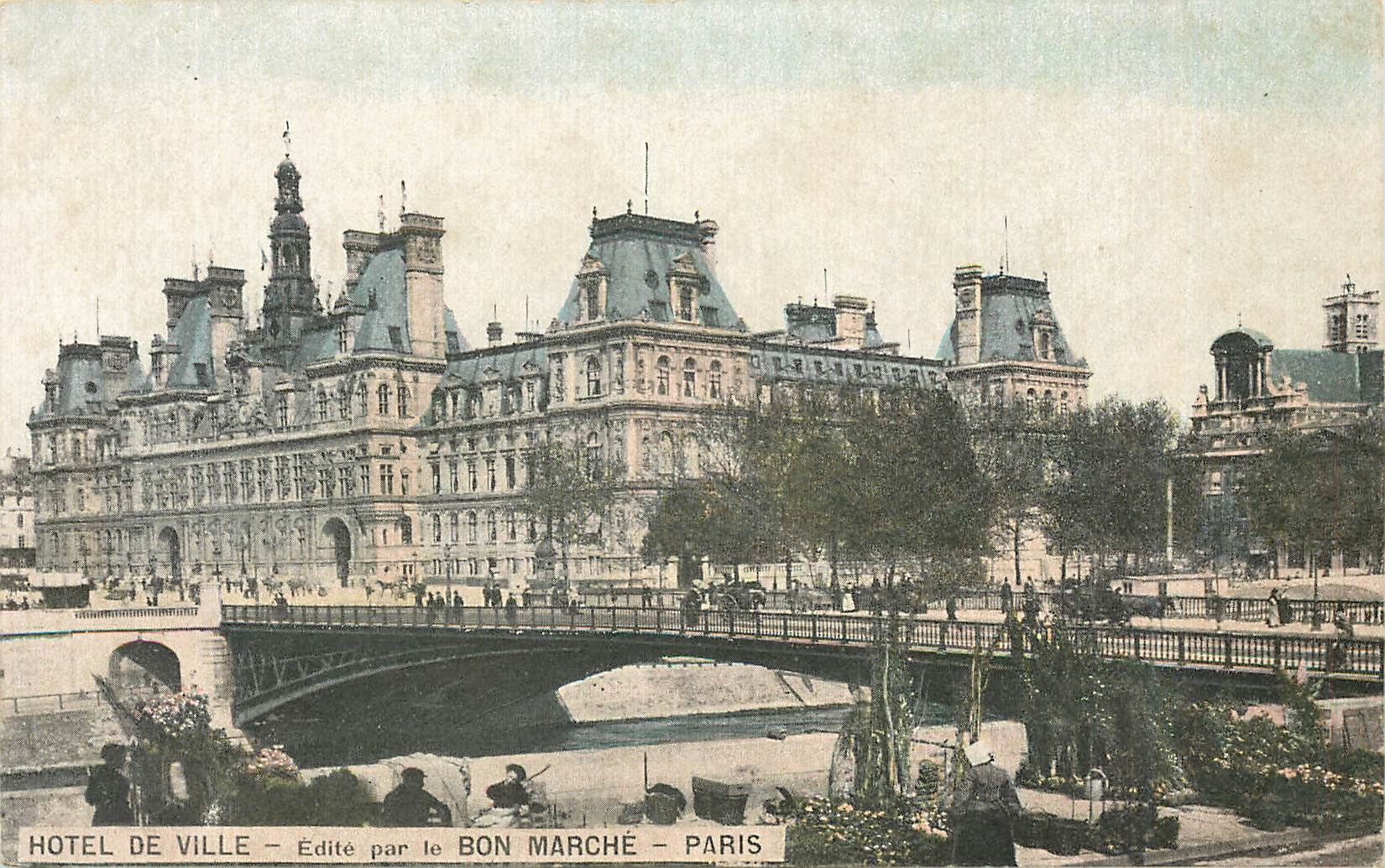 CPA Paris l'Hotel de ville par le bon Marche