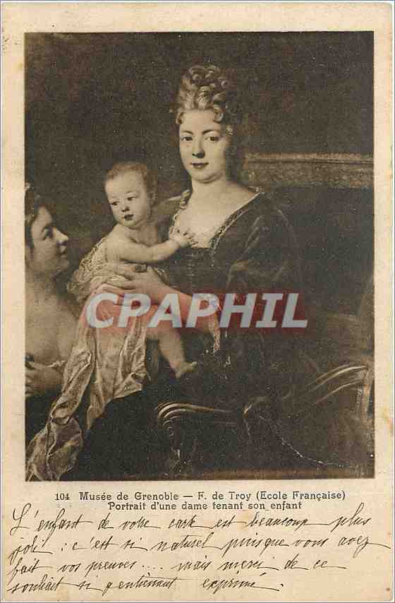 CPA Musee de Grenoble F de Troy Ecole francaise portrait d une dame tenant son enfant