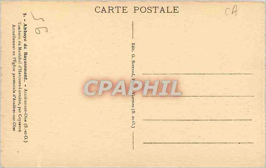 CPA abbaye de Royaumont - Asniere-sur-Oise Tombeau du marechal d'harcourt-Lorraine — Back