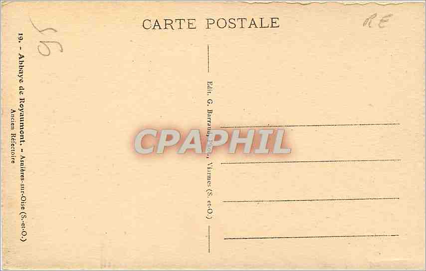 CPA Abbaye de Royaumont Asniere-sur-Oise ancien refectoire — Back
