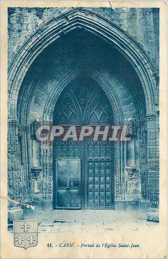 CPA caen Portail de l'eglise Sain-Jean