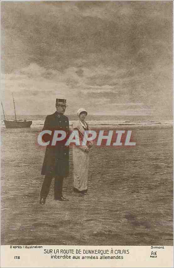 CPA Sur la route de dunkerque a calais interdite aux armee allemandes