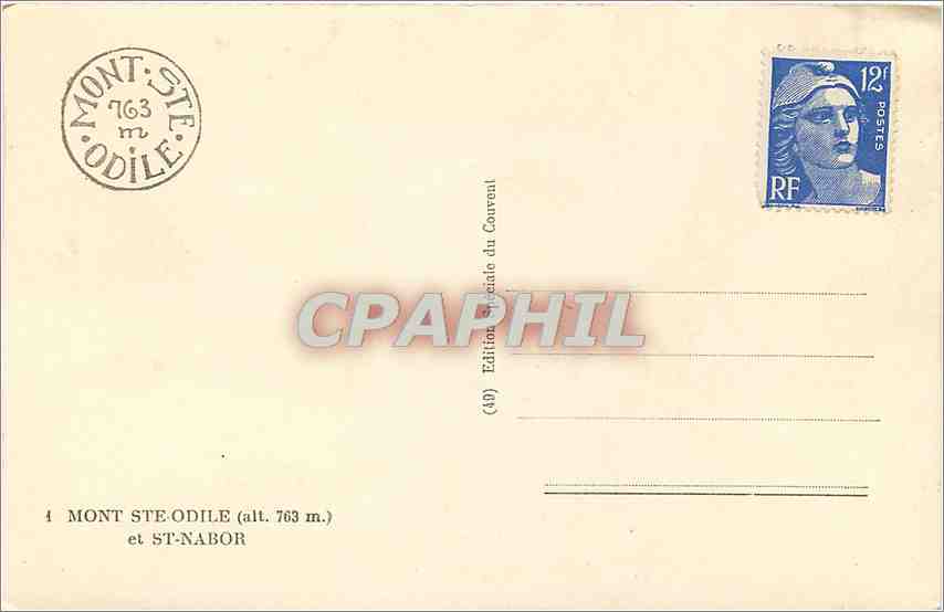 CPA Mont ste Odile alt 763 et St Nabor — Rückseite
