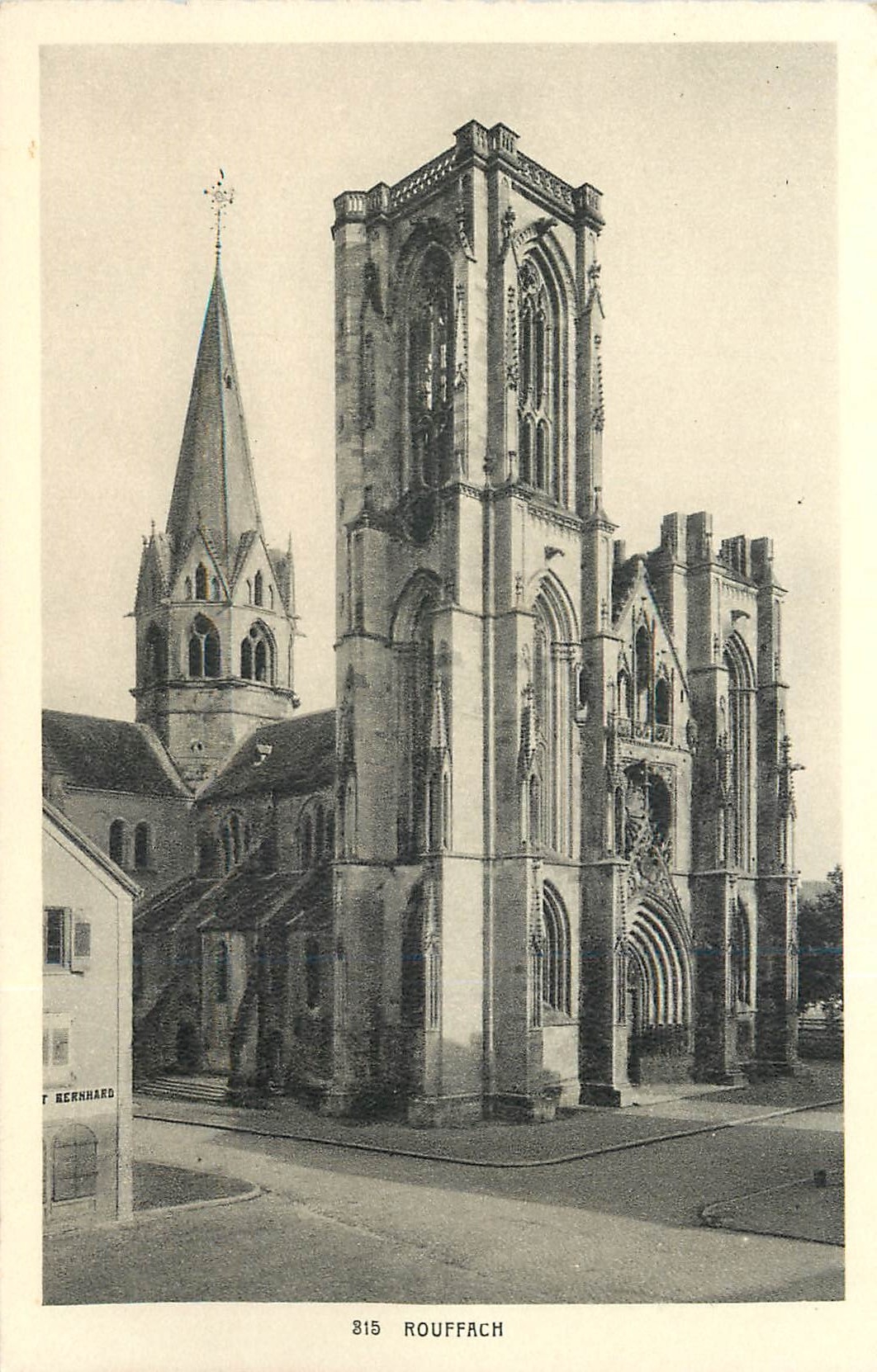 Church of Rouffach — view of the façade and spire — publisher T. Hernhard, no. 815