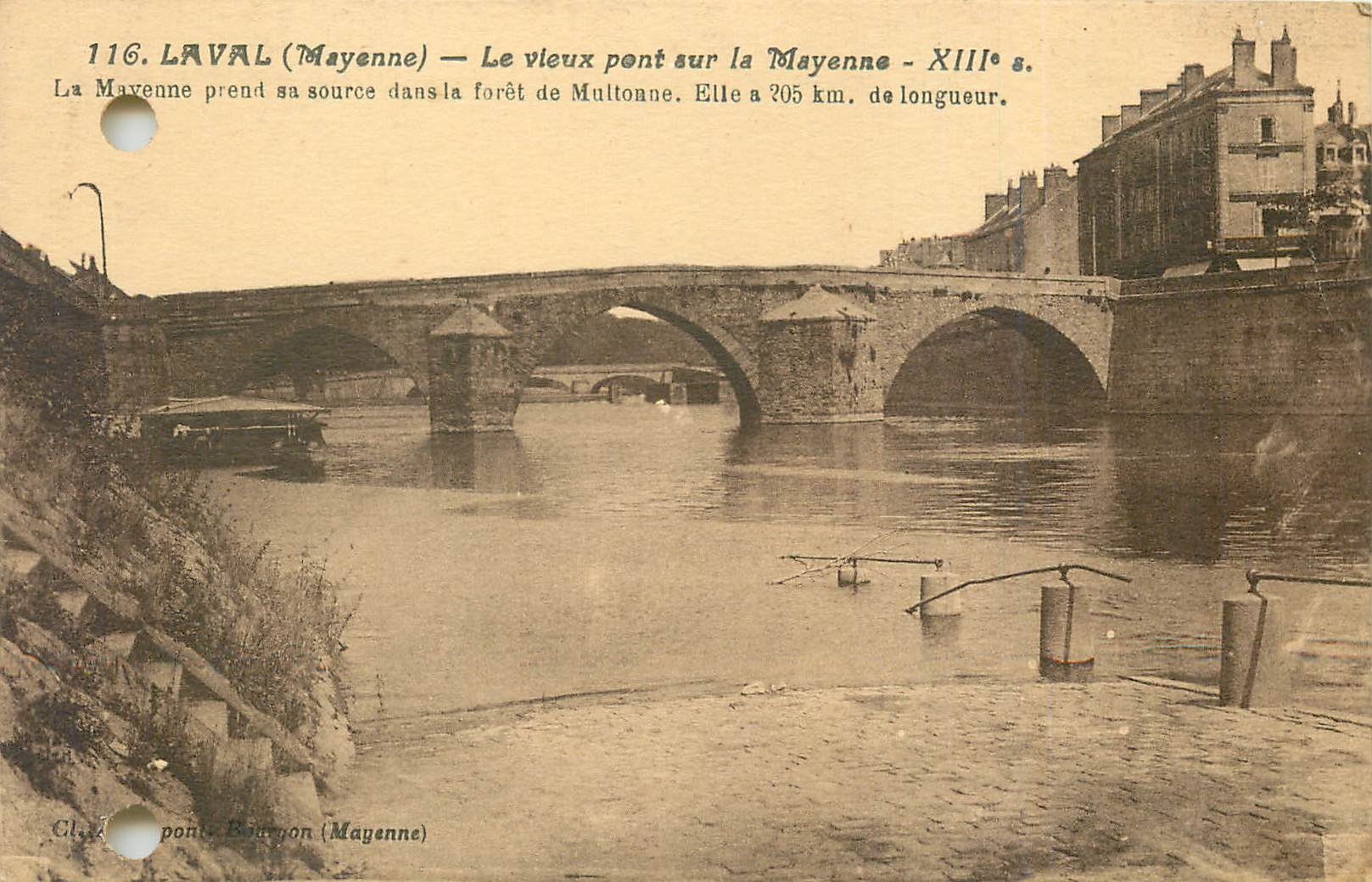 Laval (Mayenne) — Le vieux pont sur la Mayenne — XIIIe s.