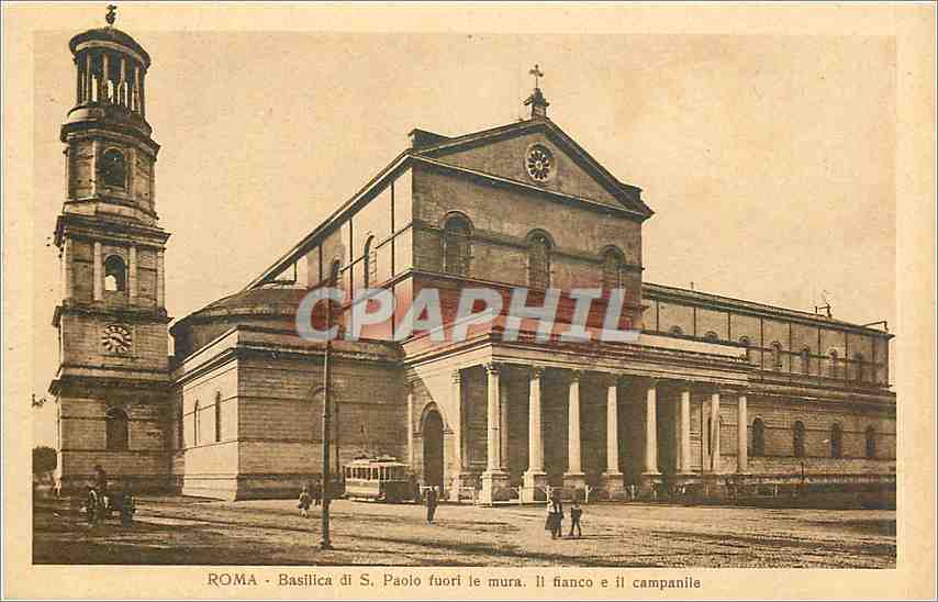 CPA Roma Basilica di S Paolo fuori le mura Il fianco e il campanile