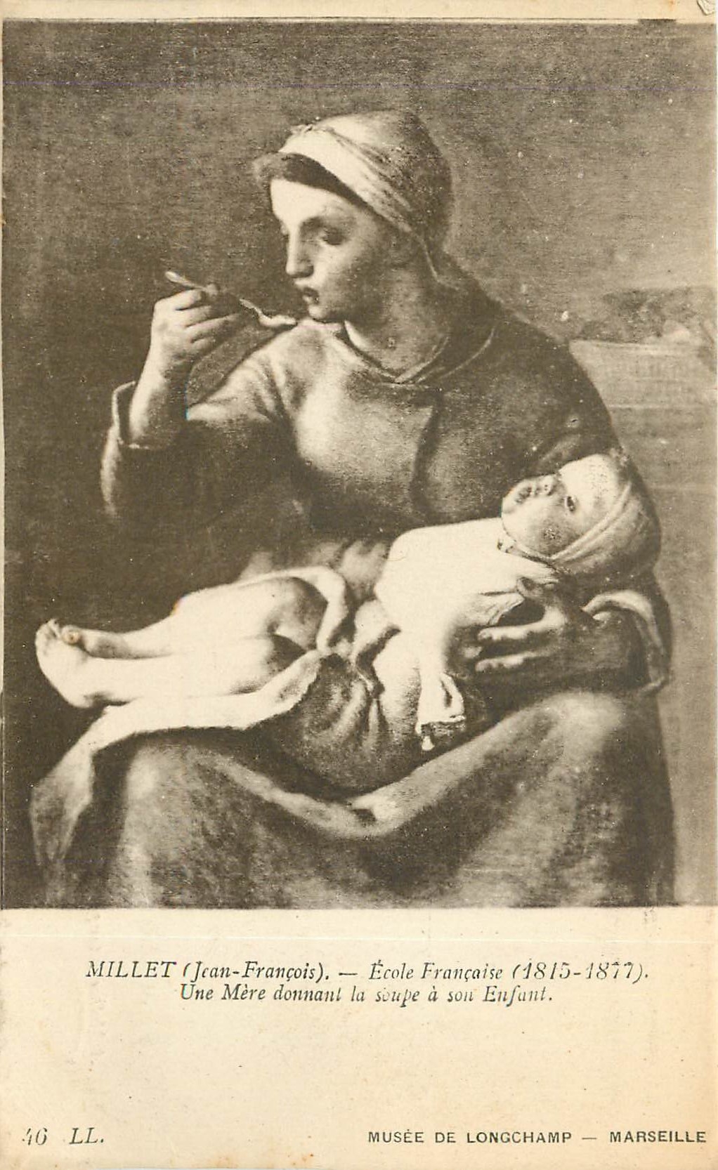 CPA Millet jean Fancois Ecole francaisie 1815-1877 une mere donant la soupe a son enfant
