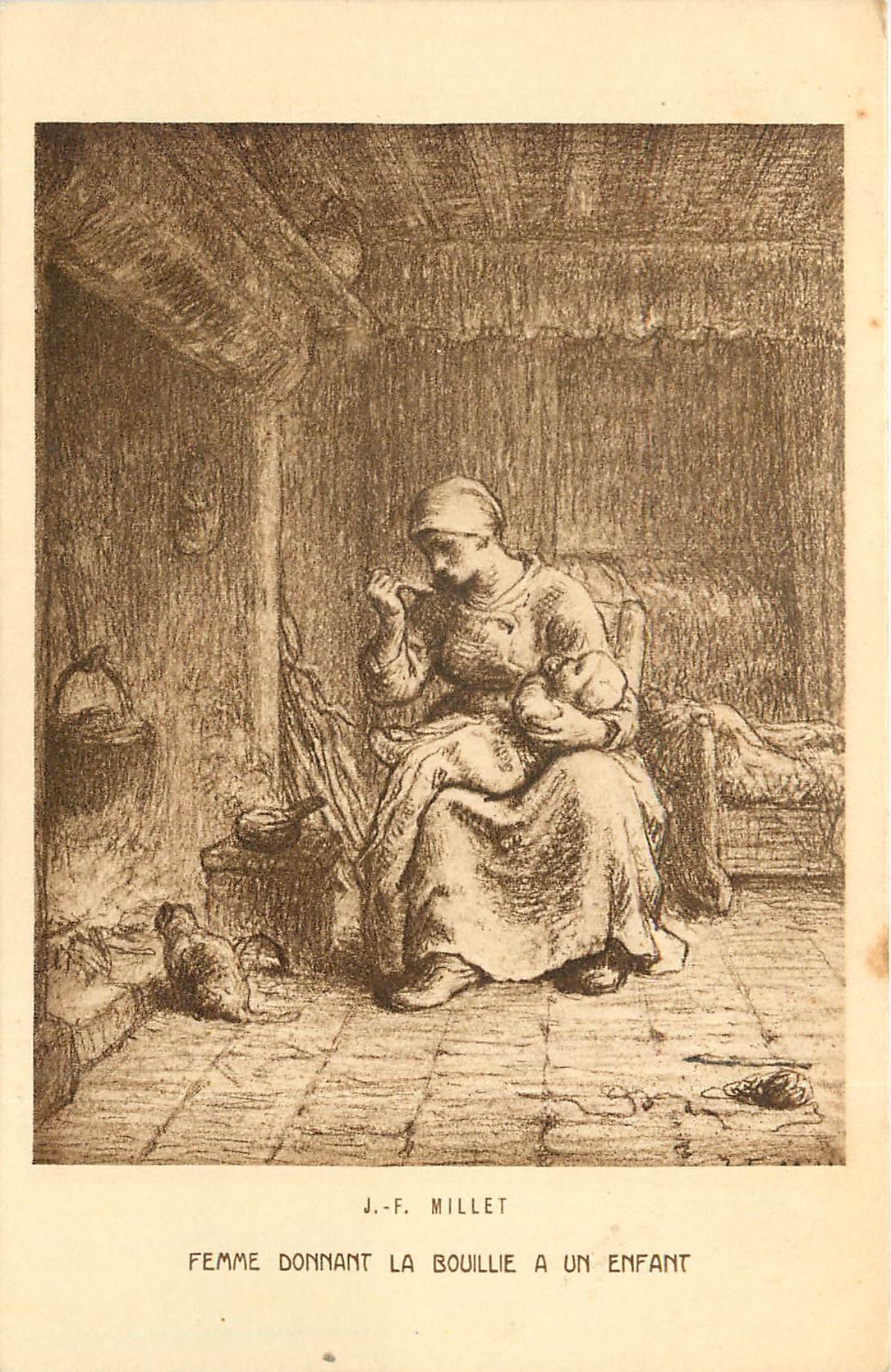 CPA Millet femme donnany la bouillie a un enfant