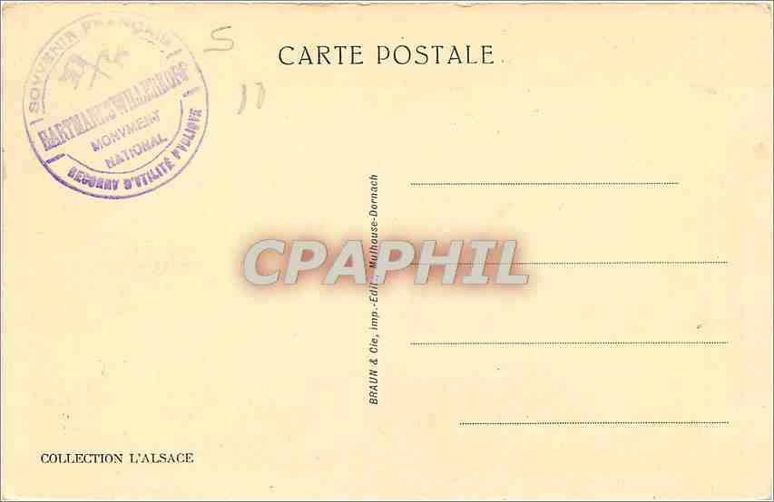 CPA Hartmannswillerkoff tranchees du vieil Armand — Rückseite