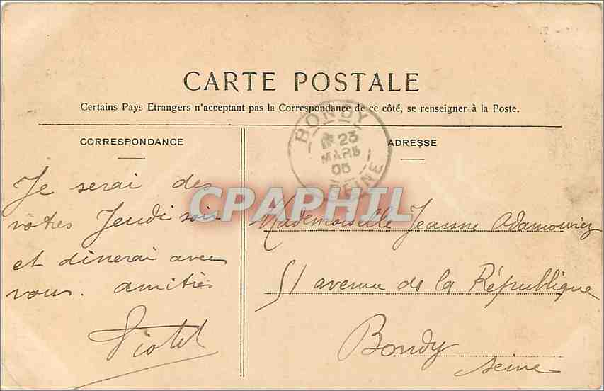 CPA trianon artistique le presbytere Versailles — Verso