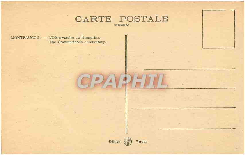 CPA Montfaucon l'observatoire du Kronprinz — Rückseite