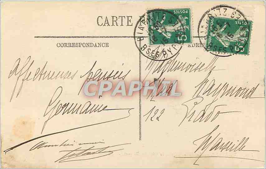 CPA Biarritz Villa Belza et la cote des Basques LL — Verso
