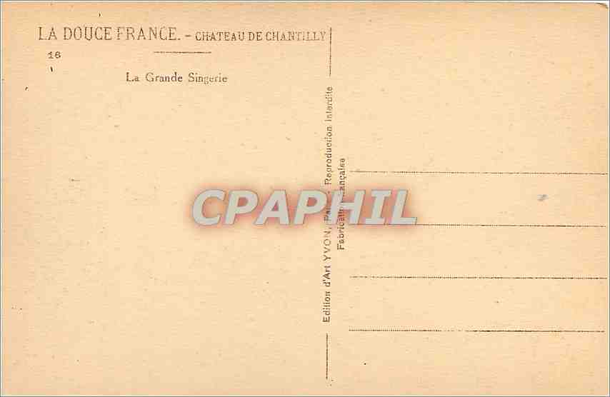 CPA la douce france chateau de chantilly — Rückseite