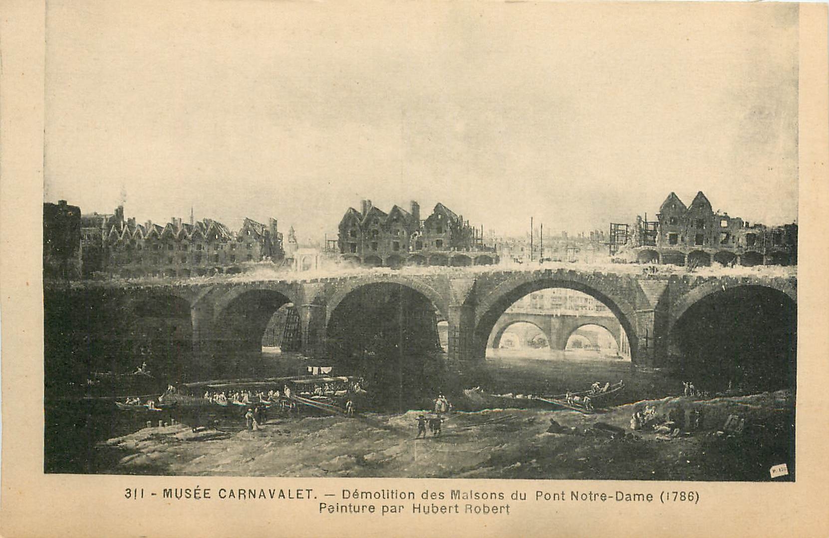 CPA Musee Carnavalet Demolution des maisons du pont au change peinture par Hubert Robert 1787
