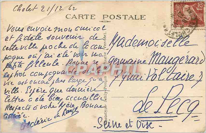 CPA Bis Cholet MetL  L'Eglise et le Theatre — Rückseite