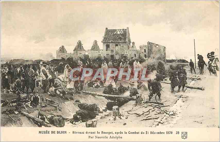 CPA Musee de dijona Bivonac deban le Bourget pres le Combat du 21 decembre 1870