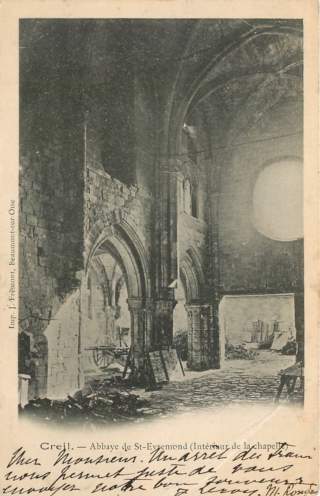 Abbaye de St-Evremont — Intérieur de la chapelle — Imp. J. Frémont, Beaumont-sur-Oise