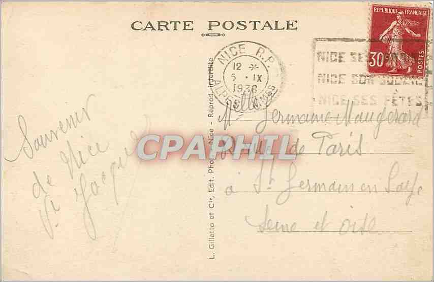 CPA Nice le port Les regates Bateaux — Rückseite