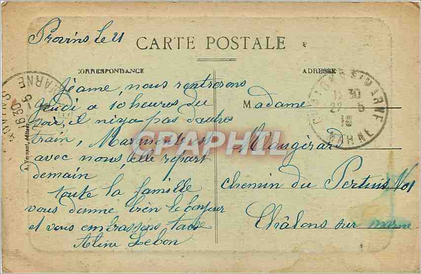 CPA Provins La plce du Chatel a la ville Haute — Rückseite