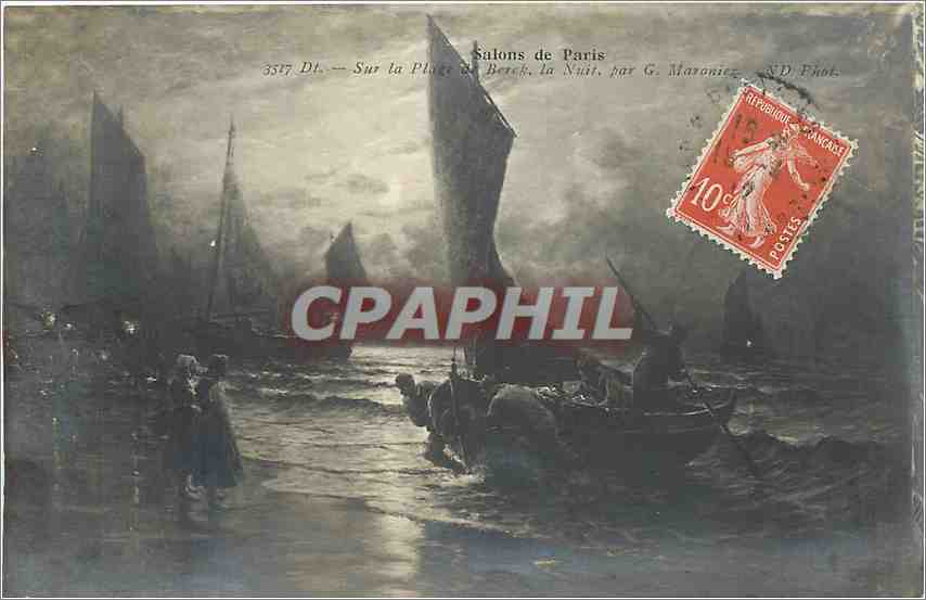 CPA Salon de Paris Sur la plage de berck la nuit par G maroniez