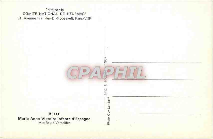 CPA Belle marie Anne victoire Infante d'Espgne Musee de Versailles — Rückseite