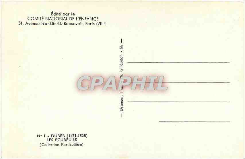 CPA Durer 1471 1528 les ecureuils — Verso