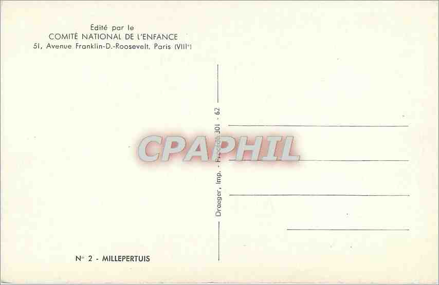 CPM Comite national de l'enfance 51 venue franklin D Roosevelt Paris VIII Fleurs Millepertuis — Rückseite