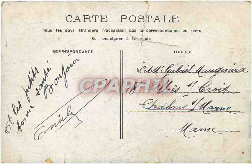 CPA Paris Hotel de ville — Rückseite