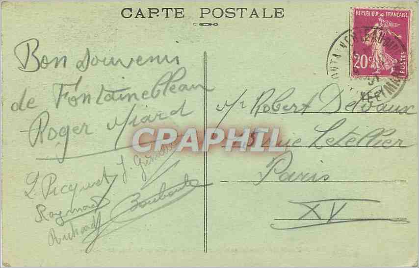 Forêt de Fontainebleau — Point de vue de la Croix du Calvaire — éditeur non identifié, n° 85 — Achterkant