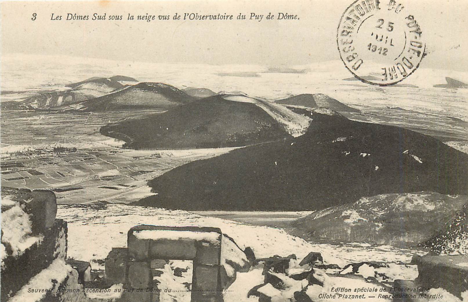 CPA Les Domes Sud sous la neige vus e 'Observatoie du Puy de Dome