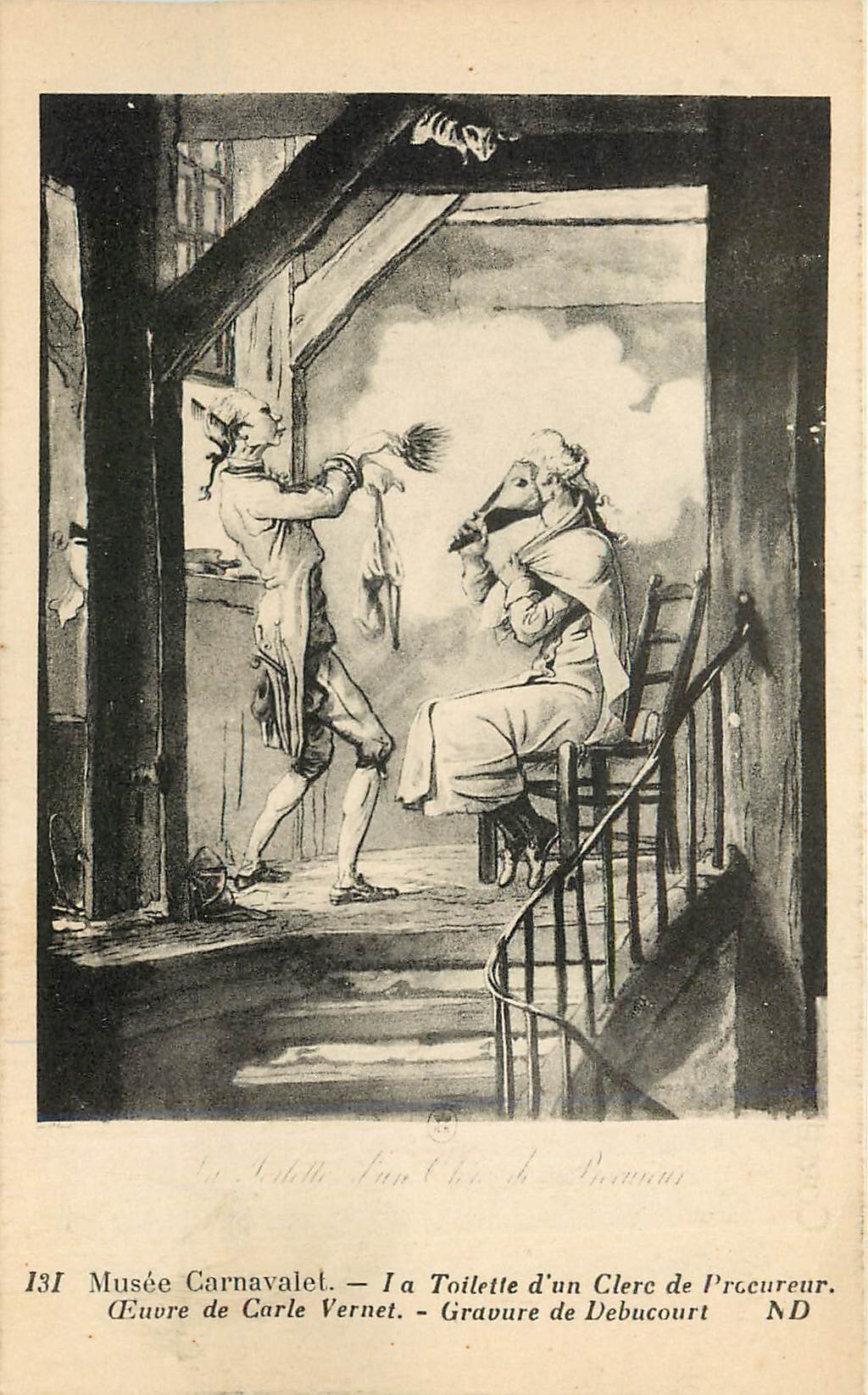 CPA Musee Carnvalet La Tuilerie d'un clerc de Procureur oeuvre de Carle Vernet Gravure de Debucourt