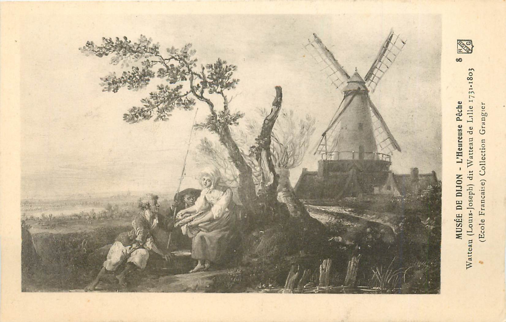 CPA Musee de Dijon L'heureuse peche Watteau Louis Joseph dit watteau de Lille 1731 1805 Ecole Frncis