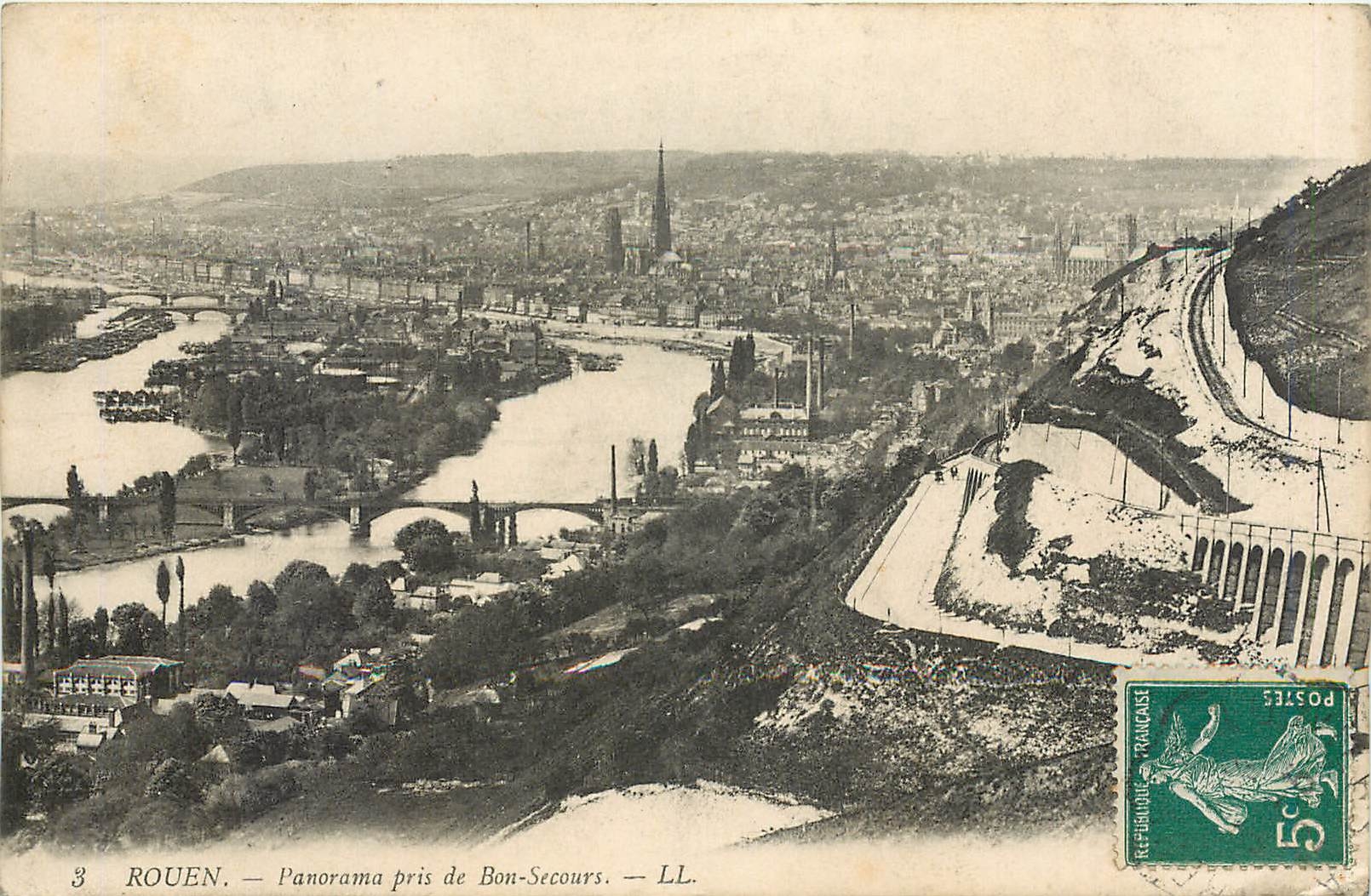 CPA Rouen panorama pris de Bon secours