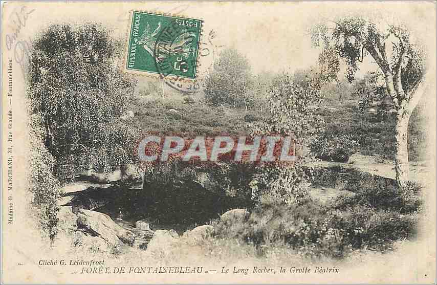 Wald von Fontainebleau — Le Long Rocher, die Grotte Péatrix — Cliché G. Leidenfrost