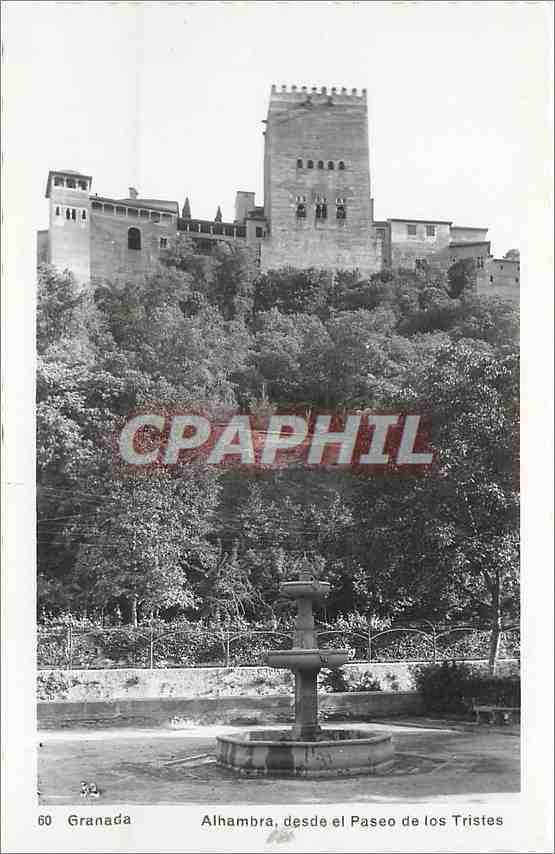 CPA Granada Alhambra desde el Paseo de los Tristes