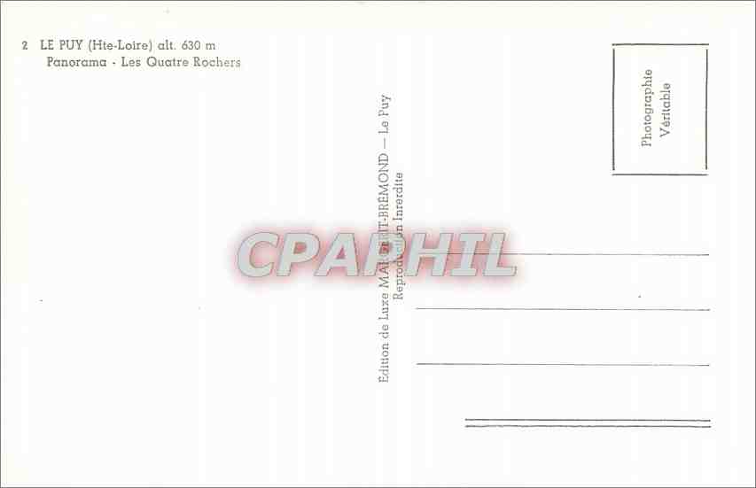 CPA Le Puy Hte loire alt 630 pNorama Les quatres Rochers — Rückseite