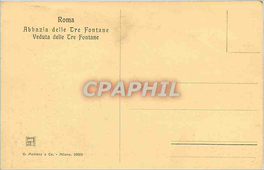 CPA Roma Abbazia delle tre fontane Veduta delle tre Fontane — Rückseite