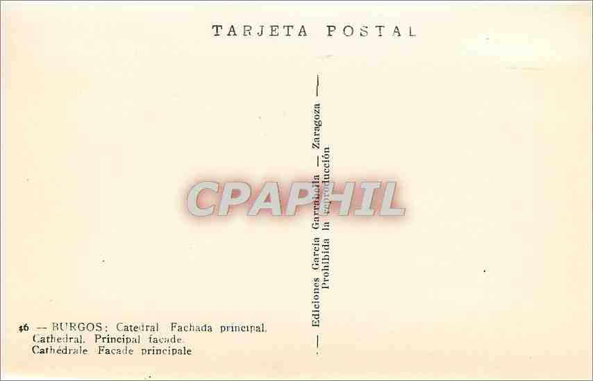 CPA Burgos vatedrale Fachada principal — Rückseite