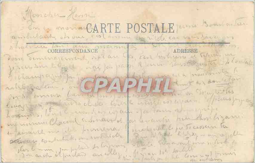 Arras — Escalier principal de l'Hôtel de Ville après le bombardement des 6, 7 et 8 octobre 1915 — Charles Ludiou, Arras — Rückseite