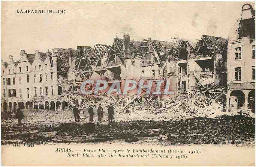 Abras — Petite Place après le Bombardement (Février 1916) — Phot. Neudorff & Cie, Paris